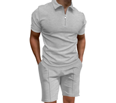 Men's po t t, short sleed T-t with tight   cor, waffle, casual, summer 2025