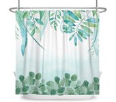 Green Plant Leaf Vines Flowers Shower Print Modern Nordic Minimalist Polyster Home Decor Bathroom Curtain with Hooks