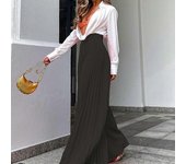Womens Pleated Wide Leg Palazzo Maxi Pants