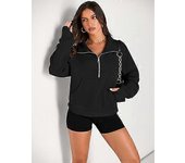 Womens Sweatshirts Half Zip Cropped Pullover Fleece Quarter Zipper Hoodies  BSSM