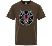 Men's goat head five color creative round neck summer cotton T-shirt, breathable cartoon loose street clothing