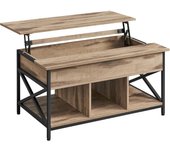 Mesa de Centro, Mesa de Café con Tablero Elevable, para Dormitorio, con Espacio Abierto y Oculto, Barras en Forma de X, 60 x 100 /120x (48-62) cm