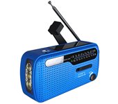 Portable Radio, Hand Crank/Battery and Mains/Solar Transistor Radio, Weather Radio Emergency Device with 3-LED Flashlight and Phone Charger, Excellent Reception/Speaker