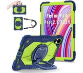 For Redmi 12.1 SE 8.7 Xiaomi Pad 7 Pro 11.2 2024 360 Rotating Heavy Armor Red Tablet Case Silicone Shockproof Cover