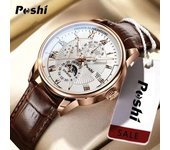 Premium luxury  POSHI Business Casual Sport Watches for Men Top Brand Leather Man Watch Clock Chronograph Quartz Wristwatch