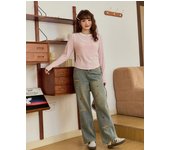 Retro bordado peluche perro pantalones rectos fat mm talla grande primavera cintura alta máscara slim jeans
