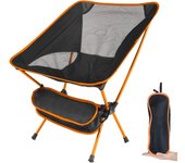 Portable Folding Camping Chair Ultra Light, Outdoor Chair with Carrying Bag for Camping, Garden, Fishing, Beach, BBQ - Orange