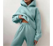 Traje de mujer de otoño e invierno, traje deportivo de terciopelo, traje de mujer de moda, color sólido.