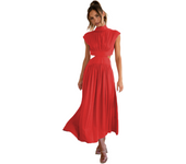Vestido de mujer dulce moda calle verano y otoño casual stand collar macaron off-waisted vestido largo