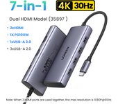 UGREEN 7 in 1 USB C HUB 7 Ports 4K Type C to HDMI*2+USB-A 3.0 +3xUSB-A 2.0+PD Adapter For MacBook Pro Air iPad Pro M1 PC Accessories USB HUB