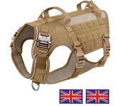 Military reflective tactical dog training harness, durable nylon vest, no pull-out for medium and large dogs, French Bulldog