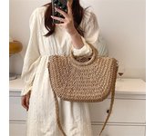 Summer Straw Bag Women Large Capacity Handle Bag Handmade Woven Handbag Bohemia Vacation Rattan Beach Bag Kintted Purse