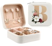 Initial Printing Jewelry Case Jewelry Storage Box Travel Accessories for Women Can Hold Rings Earrings Necklaces Gifts for Girls