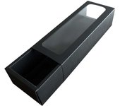 10Pcs PVC Strip Kraft Paper Box Window Drawer Box Cow Rolling Biscuit Gelatin Cake Gift Box(Black)