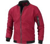 Chaqueta Bomber de Moda Casual para Hombres Material de Poliéster Cierre de Cremallera