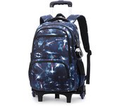 Rolling Backpack, Large Capacity Wheeled Backpack, Waterproof Trolley Book Bag (6 Wheels)