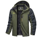 MAGCOMSEN Men's Warm Fleece Ski Jacket Waterproof Winter Snow Thicken Coat Windproof Hooded Parka Mountain Hiking Travel Jackets