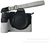 For Nikon Z5/Z6II Z62 PU Leather Protective Half Camera Case Anti-slip Base Mount Hand Grip Quick Release Wrist Strap Lanyard