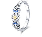 High heart silver ring, red fashionable cubic zirconia, stars, moon, flowers, wedding fashionable jewelry, gifts Mother's Day Gift