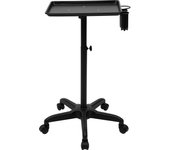Black Salon Folding Trolley Rolling Salon Cart with Aluminum Salon Instrument Tattoo Tray, Height Adjustable