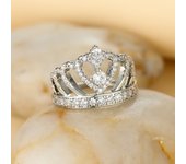 Classic Heart Crown Rings For Women Rose Gold Silver Color Inlay White Zircon Promise Engagement Wedding Bands Mothers Day Gifts