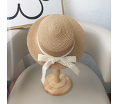 Nuevo sombrero para el sol de verano para niños, gorra con forma de cubo para niños y niñas, gorro de paja con lazo de encaje Beige Simple, gorro de Panamá para playa y exteriores