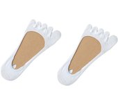 2Pcs Fashion Thin Invisible Socks Womens Breathable Solid Color Five Finger Socks Hosiery Anti Slip Cotton Boat Socks Female