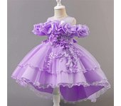Fashionable Pink Flower Girl Party Dresses, Tulle Princess Dress Birthday And Wedding, Graduation Parade, Bridesmaid Costume For