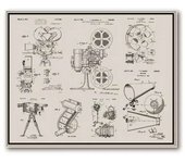 Old Patent Print Vintage Poster , Movie Reel Film Strip Camera Blueprint Art Canvas Painting Pictures Cinema Decor