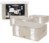 Cajas almacenaje al vacío Ropa, edredones, nórdicos, Almohadas. Pack 3 Talla XXL. Organizador Armario con Bolsa al vacío Ropa integrada, compresión con aspiradora. Ahorra Espacio. Beige