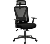 Escritorio de Oficina Ergonomica Sillon Despacho con Respaldo Bloqueable Entre 90° y 130° Silla Soporte Lumbar Ajustable Malla Transpirable para Oficina Estudio Negro