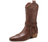 2024 Vintage Botas Mujer Cremallera Medio Botas Tacones Cuadrados Punk Chunky Botas Western