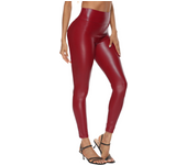 Women's high waisted Fashion women's clothing leather four sided elastic pants, used for lifting