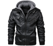 Chaquetas hombre otoño, cuero PU, abrigo moto, informal, marca, talla europea