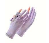 Summer Sunscreen Women Thin Ice Silk Anti-ultraviolet Dew Finger Touch Screen Driving Riding Non-slip Breathable Gloves