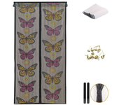 Magnetic Fly Screen Door, Anti Mosquito Fly Curtain Door Screens Nets, Top-to-Bottom Seal Snaps Shut Automatically, Keep Fresh Air in&Bugs Out, Install Without Drilling (90x210cm,)