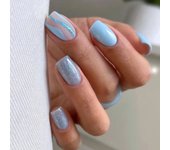 Juego De Uñas Postizas Cortas Redondas Glacial Azul Con Tiras Adhesivas Set Completo Para Manicura DIY En Salón Uñas Postizas Francesas Desmontables