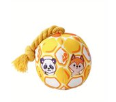 PP Cotton Filling Dog Toy Ball with Rope Knot Interactive Bell Pet Plush Sound Toy Bite Resistant Ringing Doggy Disc Ball