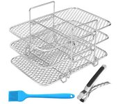 Air Fryer Rack Compatible for Ninja Foodi Dual Air Fryer Stand 304 Stainless Steel Dehydrator Rack 3-Layer Dehydrator