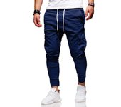 Pantalones Deportivos Cargo Hombre Pantalones para Correr Pantalón para Ejercicio Casual Cintura Elástica con Cordón Multibolsillo para Fitness