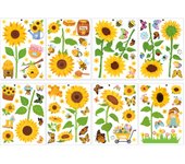 8Sheets/Set PVC Spring Flowers Window Stickers Waterproof Double Sided Wall Stickers Sunflower Butterfly Glass Stickers
