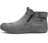 Men Slip-On Leather Ankle Boots Anti-Slip Walking Trekking Boots