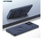 KEYSION Shockproof Case for Xiaomi POCO F6 Pro Matte Hard Plastic Ring Stand Phone Back Cover for Xiaomi POCO F6 Pro