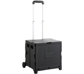 Plastic Folding Shopping Trolley Large Capacity Adjustable Handle Camping Trolley with Wheels Space Saving Camping Carts