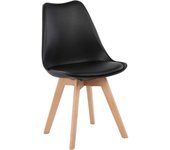 Pack  4 Sillas  Comedor Sillas Cocina Nórdico con Asiento Tapizado y Las piernas  Mara  Haya Maciza, Blanco