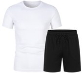 Mesh Short-sleeved Suit Summer Men's Breathable Ball Suit T-shirt Sports Shorts Solid Color Casual Suit