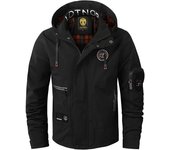 Nueva Chaqueta De Moda Para Hombre De Tamaño Grande Casual Sólido Con Capucha Largo Manga Y Cierre De Cremallera Impermeable Y Windproof Con Múltiples Bolsillos