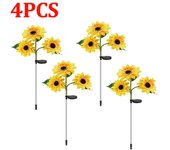 4-10pc LED Solar Sunflower Light Waterproof Perfect For Outdoor Garden Lawn Decor Halloween Decorations Lights Outdoor