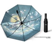 Guochao Qingqiu paraguas automático para mujeres, soleado y lluvioso, parasol de doble propósito de alto valor, parasol de vinilo, protector solar, protector solar protección ultravioleta