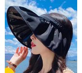 Sombrero de Sol de concha para mujer, protección UV, aro de pelo de doble uso, gorra de cubo de ala ancha plegable, playa al aire libre, Verano